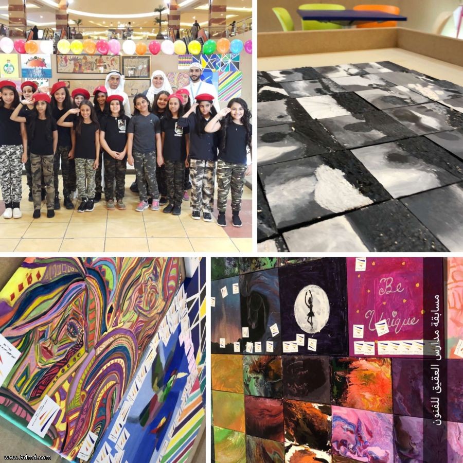 التشكيلية "منى بلال" تفتح معرض "مسابقة مدارس العقيق للفنون"